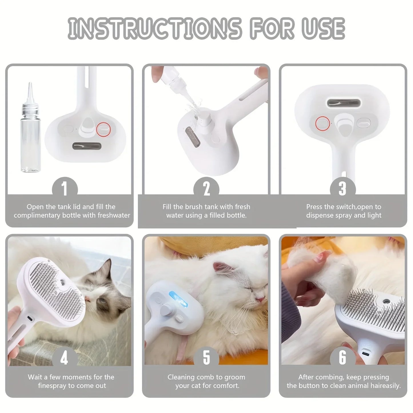 3-in-1 Pet Cleaning Steam Brush