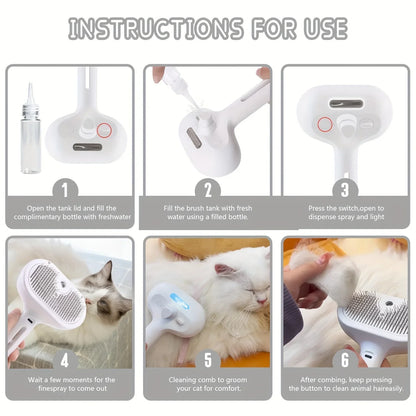 3-in-1 Pet Cleaning Steam Brush