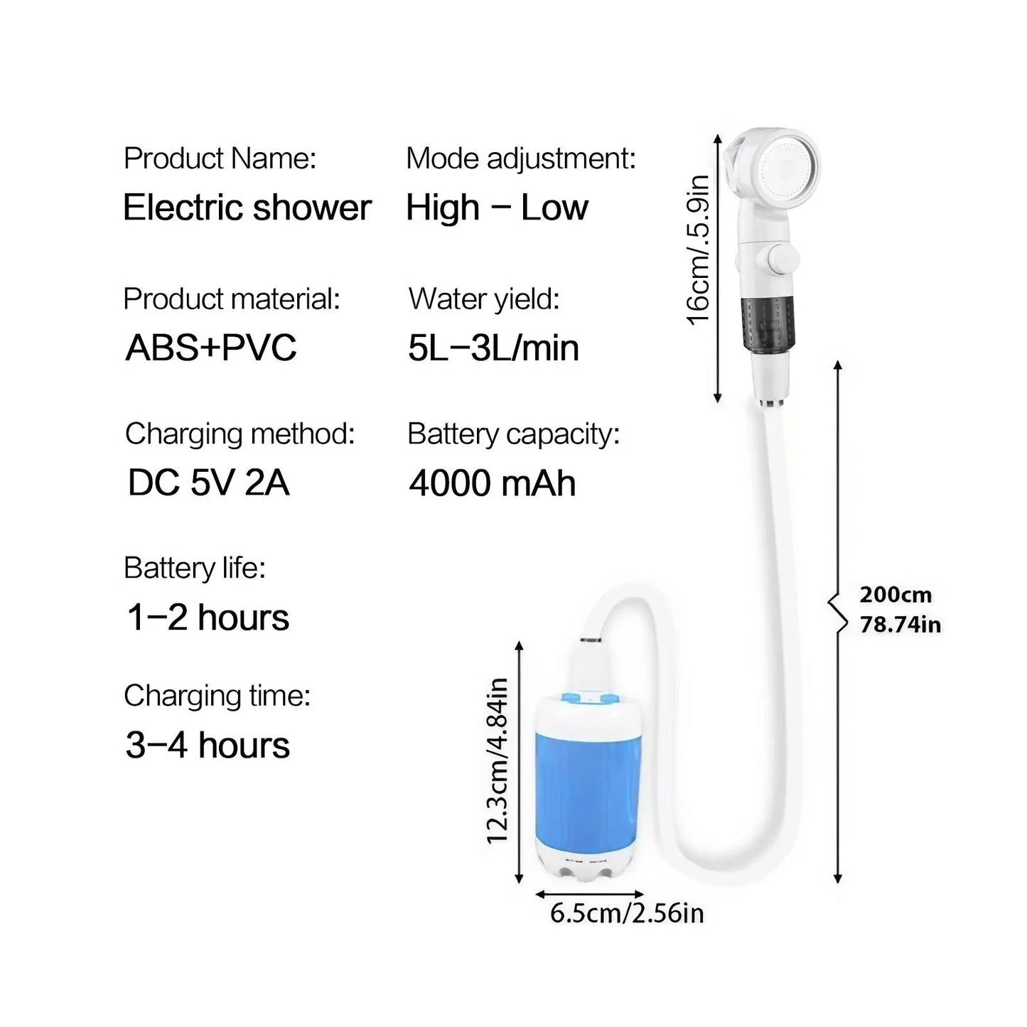Portable Rechargeable Shower Head
